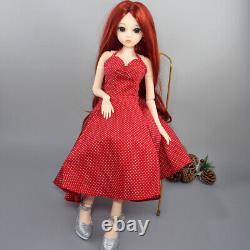 Poupée BJD 1/3 Jouet de 24 pouces Fille avec Robe Talons Hauts Perruques Longues et Ondulées Ensemble Complet