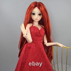 Poupée BJD 1/3 Jouet de 24 pouces Fille avec Robe Talons Hauts Perruques Longues et Ondulées Ensemble Complet