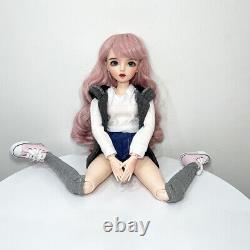 Poupée BJD 1/3 de jouet, 60 cm, fille avec tenue, yeux, perruques et ensemble complet, tête ouvrable.