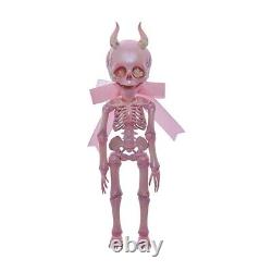 Poupée BJD 1/6 en résine squelette rose avec articulations mobiles, cornes et maquillage fantaisie jouets
