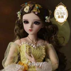 Poupée BJD 60cm articulée en boule 1/3 Yeux de poupée Ensemble complet Jouet Fait main Cadeau Robe jaune