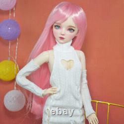 Poupée BJD Fashion Girl avec robe pull, chaussures, perruques roses - Ensemble complet de jouets