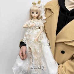 Poupée BJD Fille de 24 pouces avec maquillage amélioré, yeux, perruques, robe de mariage, chaussures - Ensemble complet de jouet