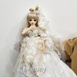 Poupée BJD Fille de 24 pouces avec maquillage amélioré, yeux, perruques, robe de mariage, chaussures - Ensemble complet de jouet