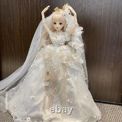 Poupée BJD Fille de 24 pouces avec maquillage amélioré, yeux, perruques, robe de mariage, chaussures - Ensemble complet de jouet