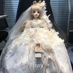 Poupée BJD Fille de 24 pouces avec maquillage amélioré, yeux, perruques, robe de mariage, chaussures - Ensemble complet de jouet