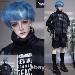 Poupée BJD Garçon en Résine 1/3 avec Yeux ouverts, Maquillage, Perruque Bleue et Ensemble Complet de Vêtements