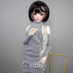 Poupée BJD de 1/3 Jouet Jolie Fille aux Yeux Verts + Pull + Chaussures + Perruques Ensemble Complet