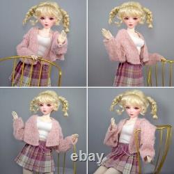 Poupée BJD mignonne 1/3 de 22 pouces de hauteur + ensemble complet de robe de gilet de pull et de chaussures de fille