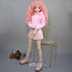 Poupée BJD mignonne avec vêtements, yeux verts et perruque bouclée en ensemble complet