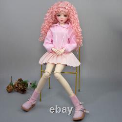 Poupée BJD mignonne avec vêtements, yeux verts et perruque bouclée en ensemble complet