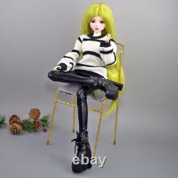 Poupée de fille de 22 pouces de hauteur avec pull, pantalon, chaussures, perruques, ensemble complet, poupée BJD, jouet DIY