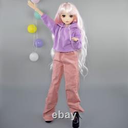Poupée de fille de 24 pouces avec vêtements, pantalons, chaussures, ensemble complet, poupée BJD, yeux interchangeables