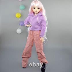 Poupée de fille de 24 pouces avec vêtements, pantalons, chaussures, ensemble complet, poupée BJD, yeux interchangeables