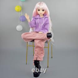 Poupée de fille de 24 pouces avec vêtements, pantalons, chaussures, ensemble complet, poupée BJD, yeux interchangeables