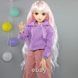 Poupée de fille de 24 pouces avec vêtements, pantalons, chaussures, ensemble complet, poupée BJD, yeux interchangeables