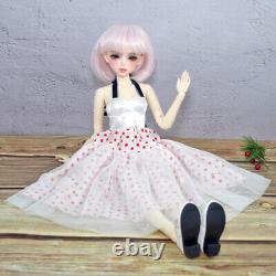 Poupée fille BJD 56cm 1/3 avec perruques courtes roses robe longue ensemble complet jouet