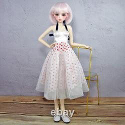 Poupée fille BJD 56cm 1/3 avec perruques courtes roses robe longue ensemble complet jouet