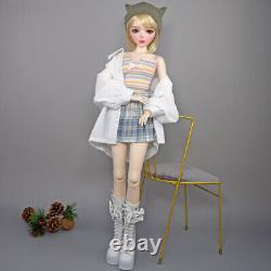 Poupée fille de 56cm avec yeux bleus/marron et ensemble complet de vêtements de mode amovibles BJD (Ball Jointed Doll)