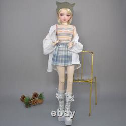 Poupée fille de 56cm avec yeux bleus/marron et ensemble complet de vêtements de mode amovibles BJD (Ball Jointed Doll)