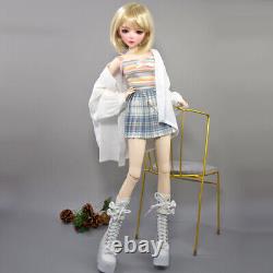 Poupée fille de 56cm avec yeux bleus/marron et ensemble complet de vêtements de mode amovibles BJD (Ball Jointed Doll)