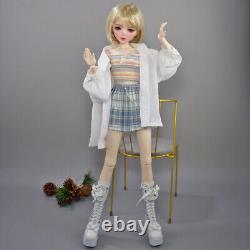 Poupée fille de 56cm avec yeux bleus/marron et ensemble complet de vêtements de mode amovibles BJD (Ball Jointed Doll)