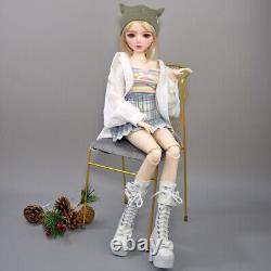 Poupée fille de 56cm avec yeux bleus/marron et ensemble complet de vêtements de mode amovibles BJD (Ball Jointed Doll)