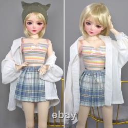 Poupée fille de 56cm avec yeux bleus/marron et ensemble complet de vêtements de mode amovibles BJD (Ball Jointed Doll)