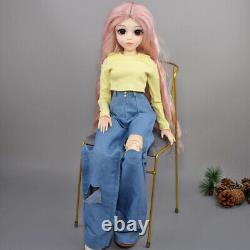 Poupée fille de 60 cm avec maquillage de visage, vêtements, pantalons, chaussures, perruques - Ensemble complet inclus