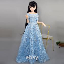 Poupée jolie de 60 cm de hauteur + perruques noires + robe + chaussures + ensemble complet de maquillage