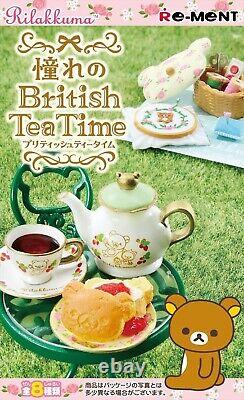 Re-ment Miniature British Tea Time Full Set 8 Rilakkuma Relax Bear Japon Nouveau